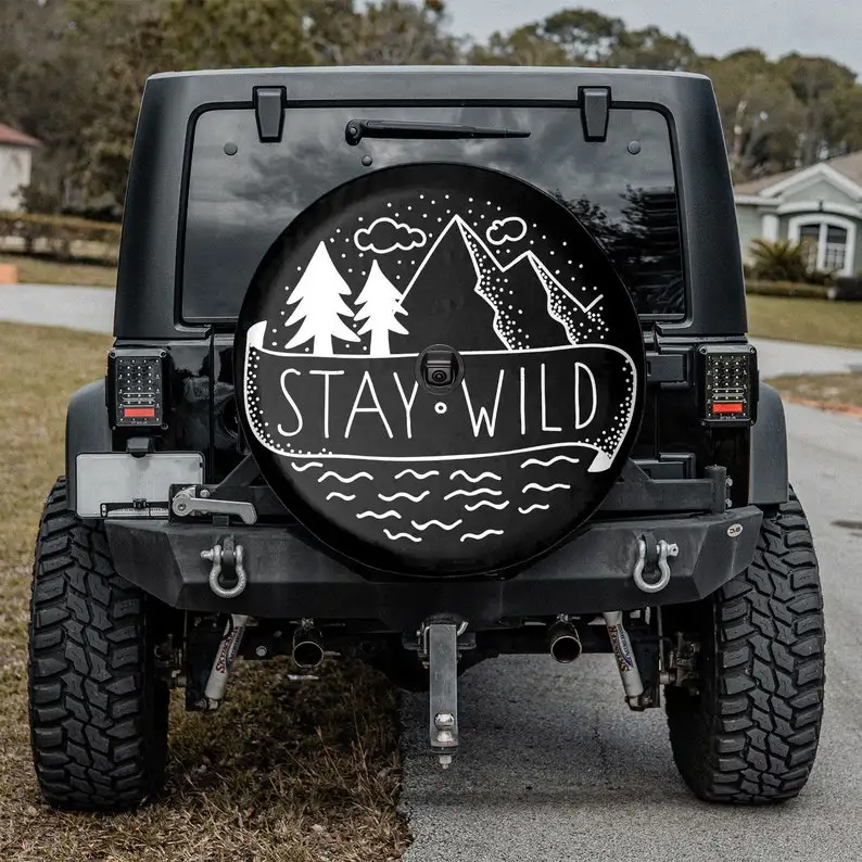 

Stay Wild - Winter Vibes Gift For Father, American Day, Father's Day Gift, Camper Truck, Personalized Spare Tire COVER, Gift For