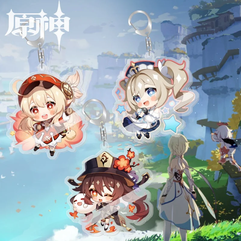 

Anime Keychain Genshin Impact Venti Hutao Zhongli Diluc Xiao Man Key Chain for Women Accessories Cute Bag Pendant Key Ring Gifts