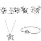 Асимметричное ожерелье-колье из серебра 925 пробы с застежкой-звездами