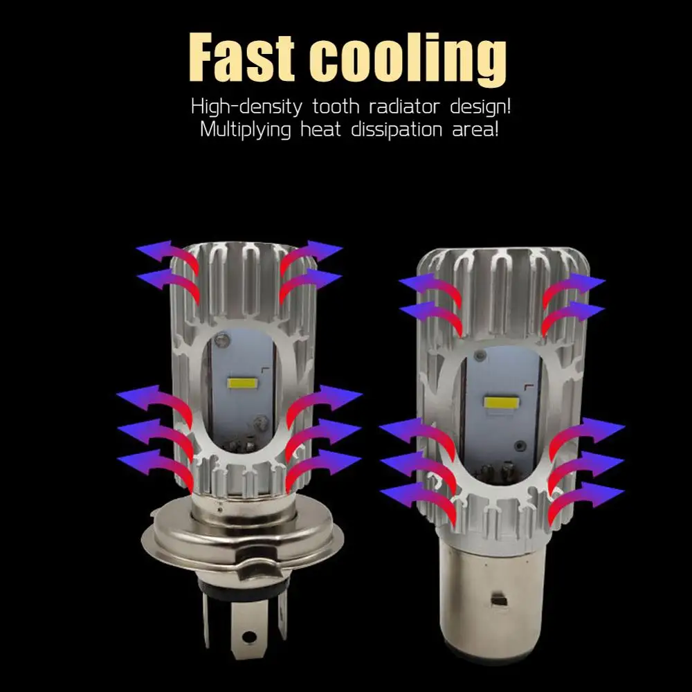 Светодиодные лампы H4 BA20D для мотоциклетных фар супер яркие CSP 1860SMD 2500 мл 6000 К белые