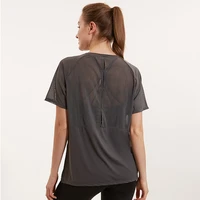 vansydical sexy back mesh yoga shirts women loose sport short sleeves quick dry fitness gym t shirts workout running tees