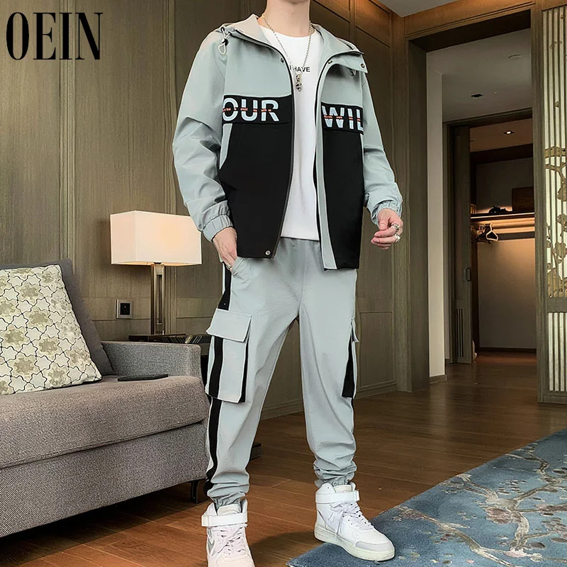 OEIN Men Tracksuit 2021 Clothes 2 Pcs Set Jackets and Pants Set Man Hip Hop Streetwear Clothing Jogging Suit Men Sweatsuit