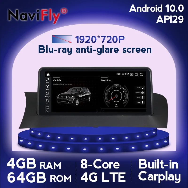 Автомобильный мультимедийный плеер NaviFly 10 25 дюйма IPS экран 4G LTE Android 0 gps для BMW X3 F25/X4