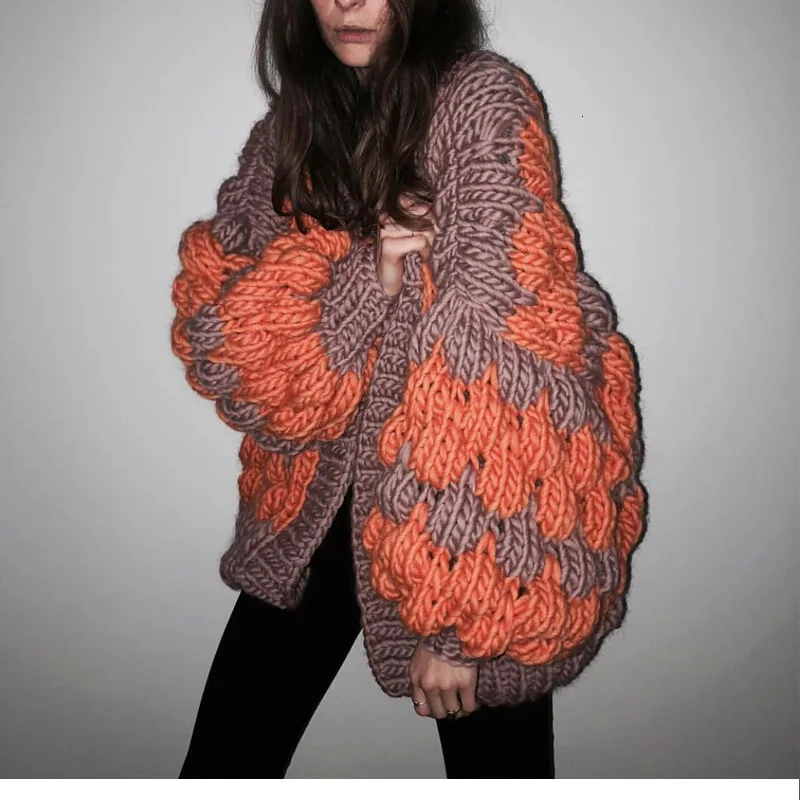 

Осенне-зимние вязаные кардиганы для женщин, модные Свободные повседневные толстые свитера, вязаные куртки, пальто, женская трикотажная вер...