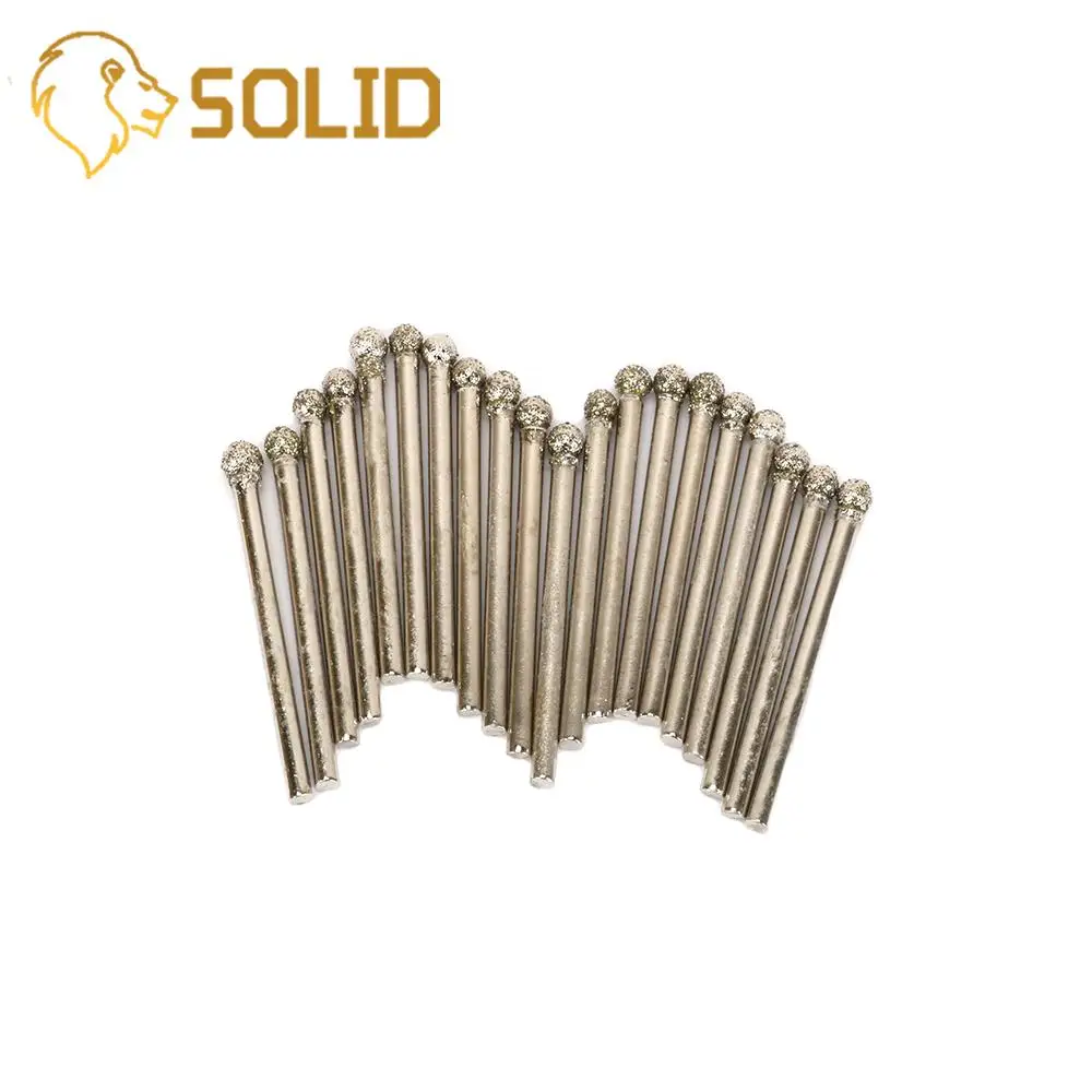 Diamond Grinding Head 3mm Shank Round Ball Engraving Abrasive Burrs Rotary Tools 3-8mm 20Pcs/Set | Инструменты