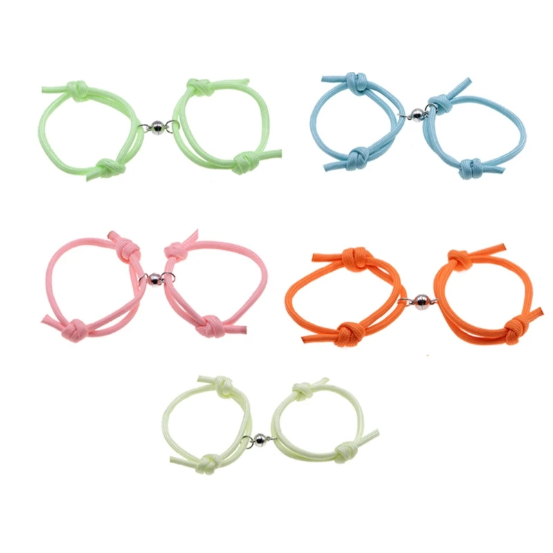 

Y4QB Attractive Handmade Luminous Couple Magnet Bracelet Women Lover's Couple Charm Female Male Paired Friendship Jewelry