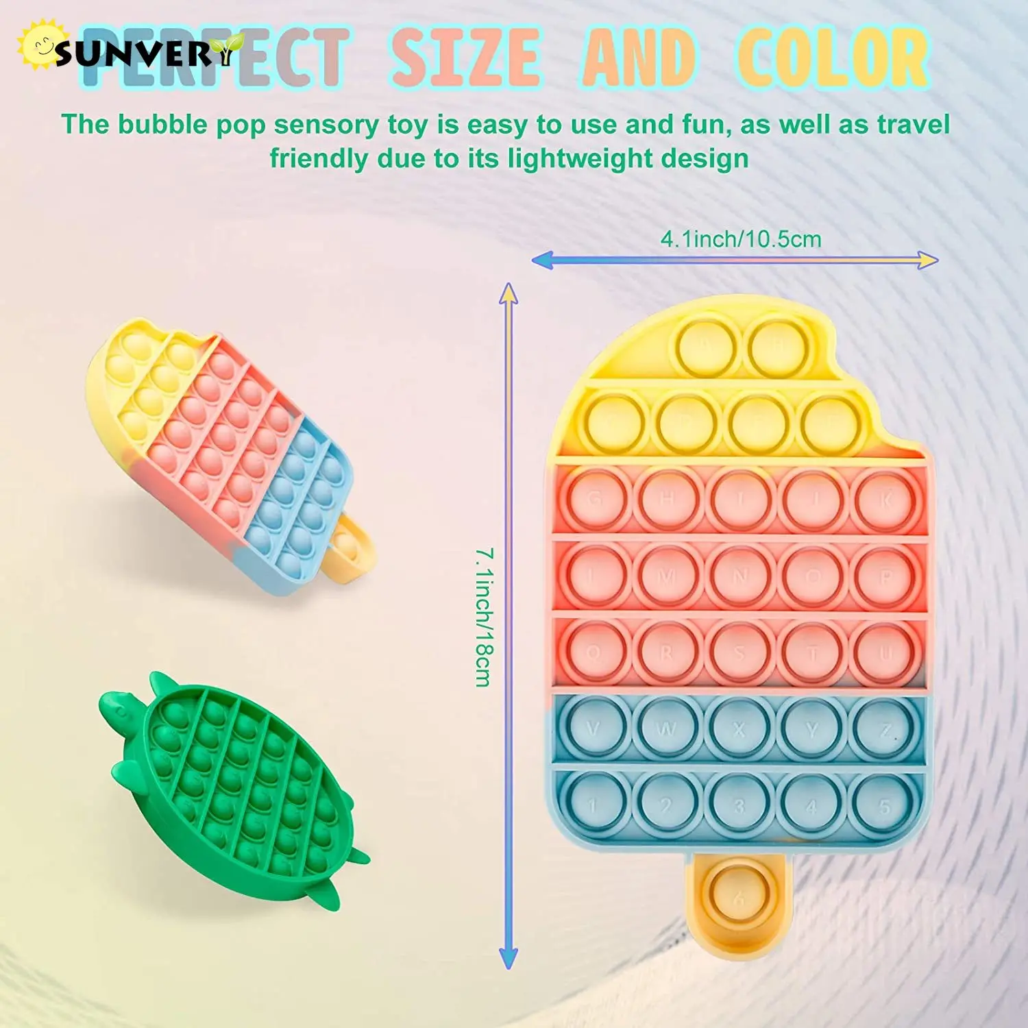 

Popular Ice cream Fidget squishy Toys Antistress rainbow Push Bubble Fidget Toy Summer Silicone Stress Toys for Kids