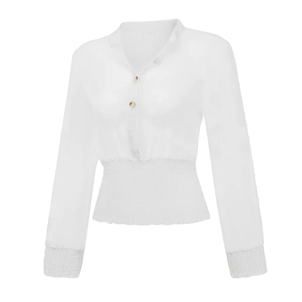 Винтажная блуза размера плюс Женская Повседневная со стоячим воротником