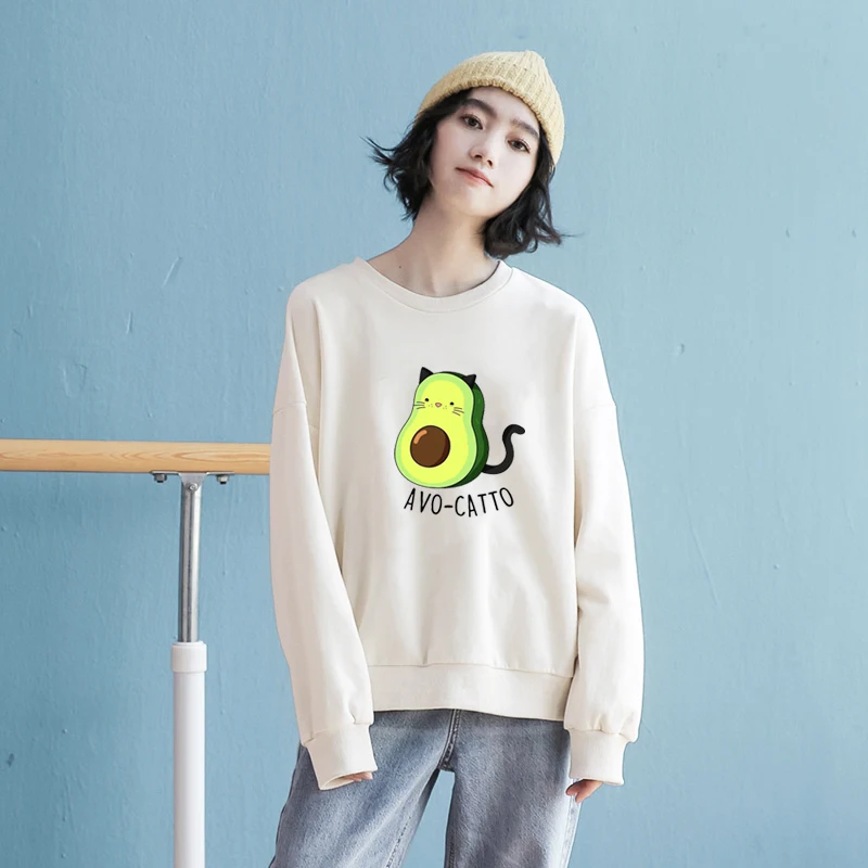 Авокадо Харадзюку толстовки Розовая Одежда Женская негабаритная Толстовка Kawaii