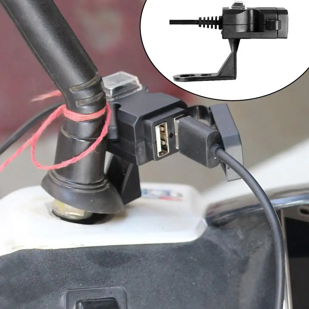 

12-24V Dual USB Port Waterproof Motorbike Motorcycle Handlebar Charger Socket Switch Mounts Adapter Power for Phone Mobile