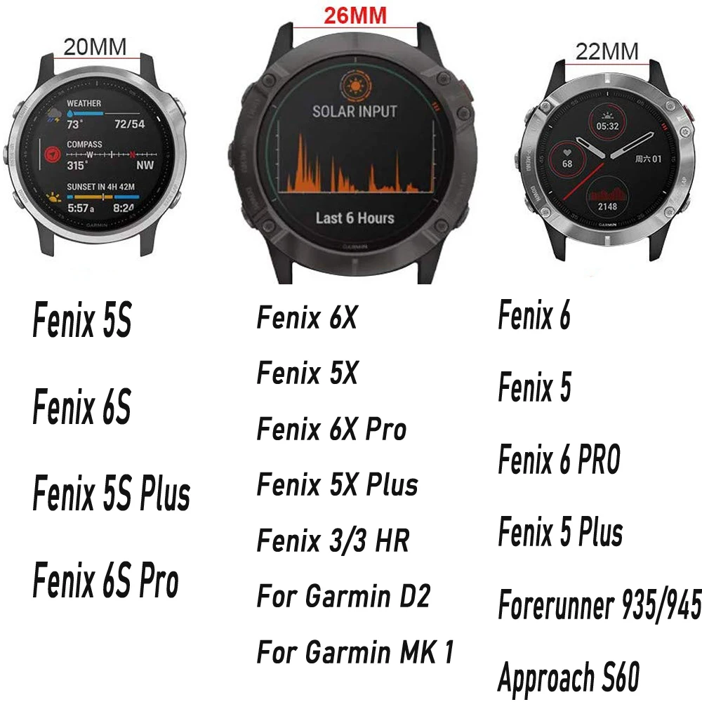 

New 22/26mm Silicone+Leather Strap For Garmin Fenix 5/5X Plus/6/6X Pro/935 945/3HR/MK1/S60 Quick Install Smart Watch Accessories