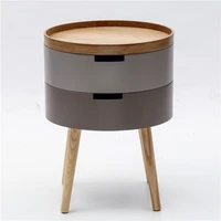 Bedroom Small Simple Bedside Table Modern Nordic Childrens Room Storage Cabinet Cute Narrow Round Side Table Double Drawer