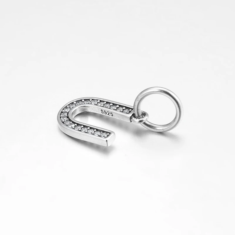 Кулон из серебра 925 пробы с буквами U и фианитами для браслета|Ювелирные шармы| |