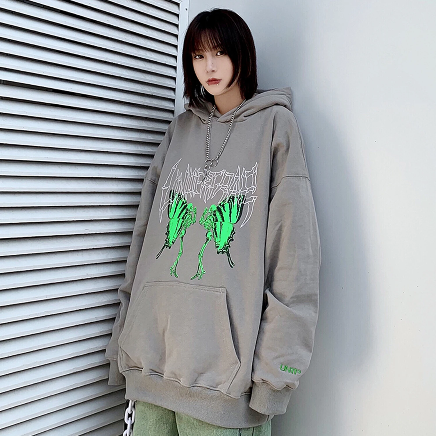 Мужская толстовка с принтом бабочки черепа в стиле Хай стрит темный пуловер хип