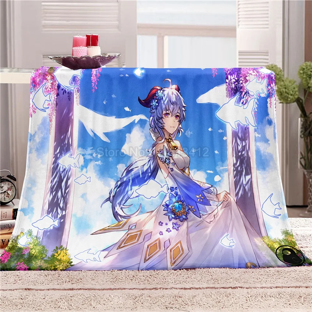

Genshin Impact Print Game Blanket Cartoon Anime Bed Thin Quilt Home Office Washable Duvet Casual Kids Sherpa Blanket
