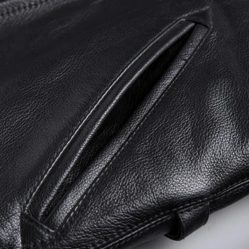 

Cowhide Leather Motorcycle Biker Jacket Men Slim Fit Short Coat Punk Rock Luxury Genuine Leather Jacket Business Casual Outwear