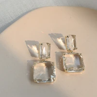 yangliujia euramerican fashion geometric squares transparent glass earrings female party wedding accessories jewelry gifts