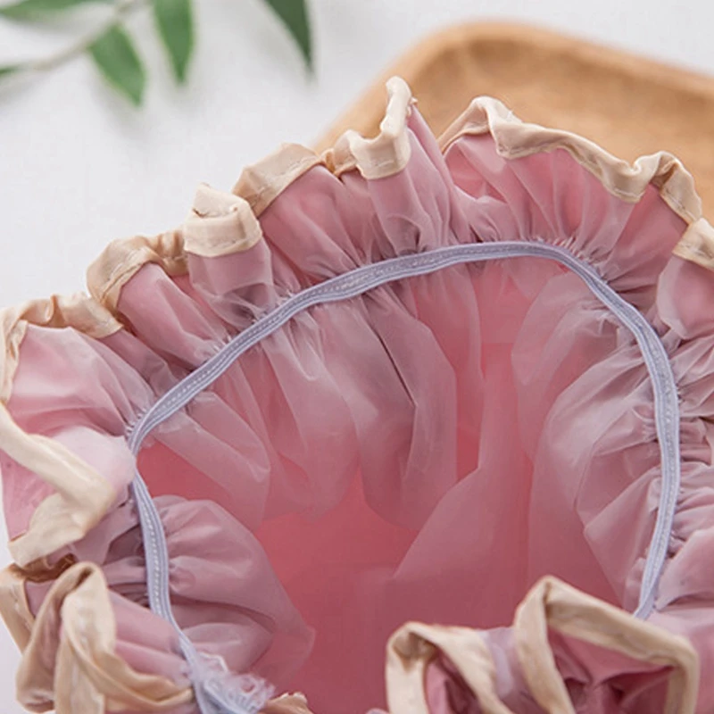 

Double-Layer Shower Cap Women's Waterproof Hat Bathing and Bathing Headgear Hair Cover Anti-Smoke Dry Hair Cap