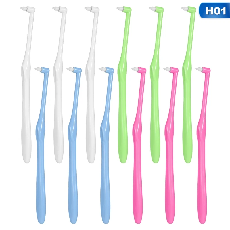 

Hot 12Pcs/set Orthodontic Toothbrush Small Head Soft Hair Correction Teeth Braces Dental Floss Oral hygiene Tooth Care