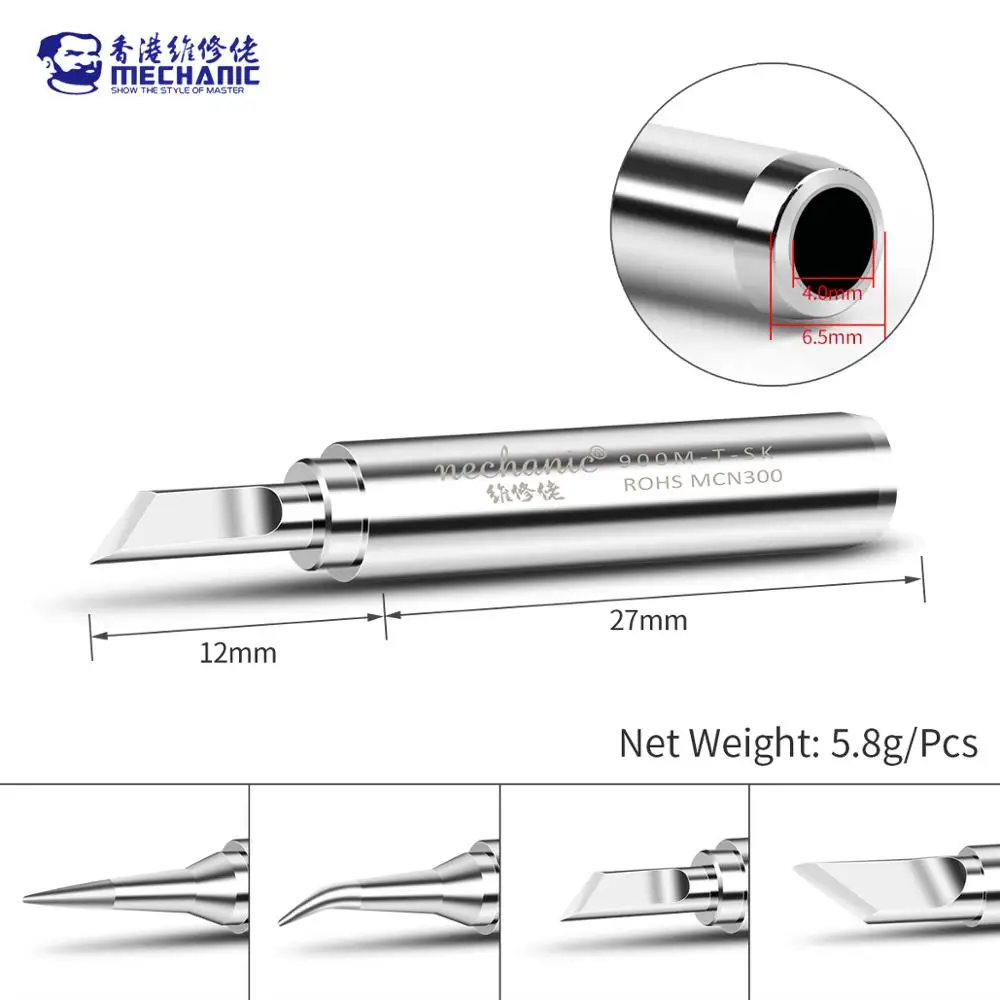 

MECHANIC Original 4pcs 900M-T Lead-Free Pure Copper Electric Soldering Iron Tip Welding Tip BGA Solder Repair Station Tool Kit