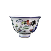 chinese old porcelain pastel glaze bowl with cock pattern chinese food bowl
