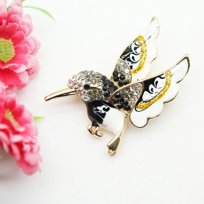 Элегантная булавка Женская Брошь Стразы подарки для груди с мультяшным Колибри