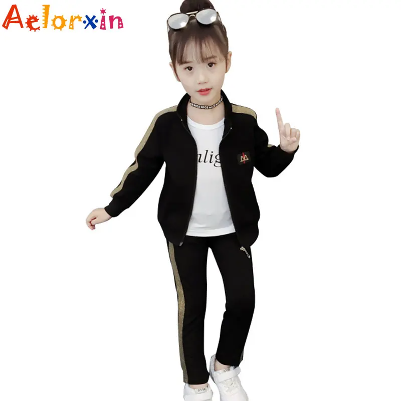 Спортивный костюм для девочек комплект осенней одежды подростков из трех