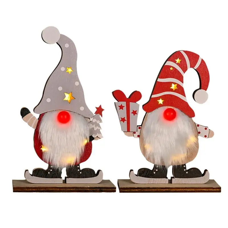 

Рождественское украшение, светодиодная кукла без лица в лесу, рождественские деревянные украшения, украшение для дома с подсветкой, подаро...