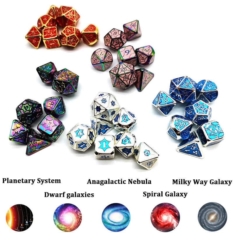 Туманность игральные кости DnD набор Dados Dobbelstenen многогранные металлические кубики
