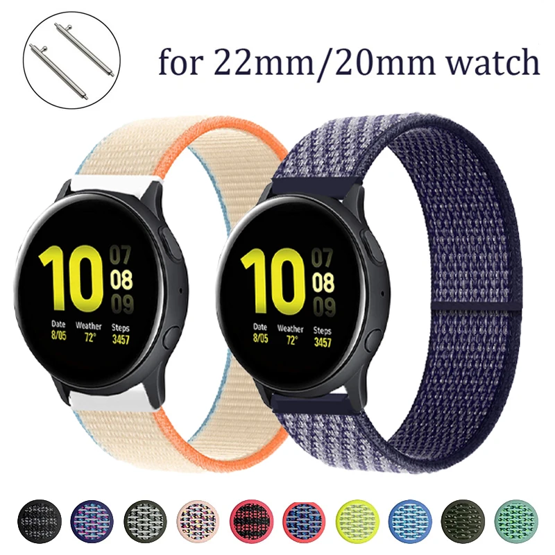 20/22 мм ремешок для Galaxy Watch 3 45 мм/46 мм/42 мм/active 2 Samsung Gear S3 Frontier нейлоновый браслет Huawei