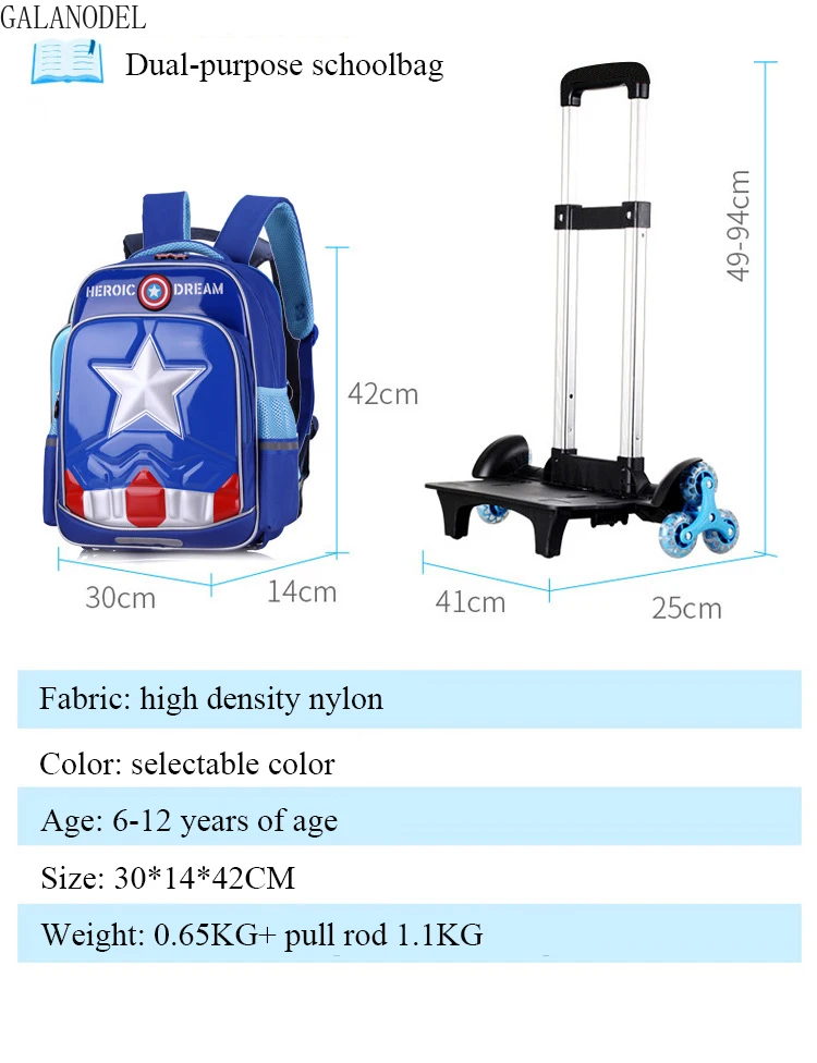 Детский рюкзак для путешествий с изображением Капитана Америки школьная сумка