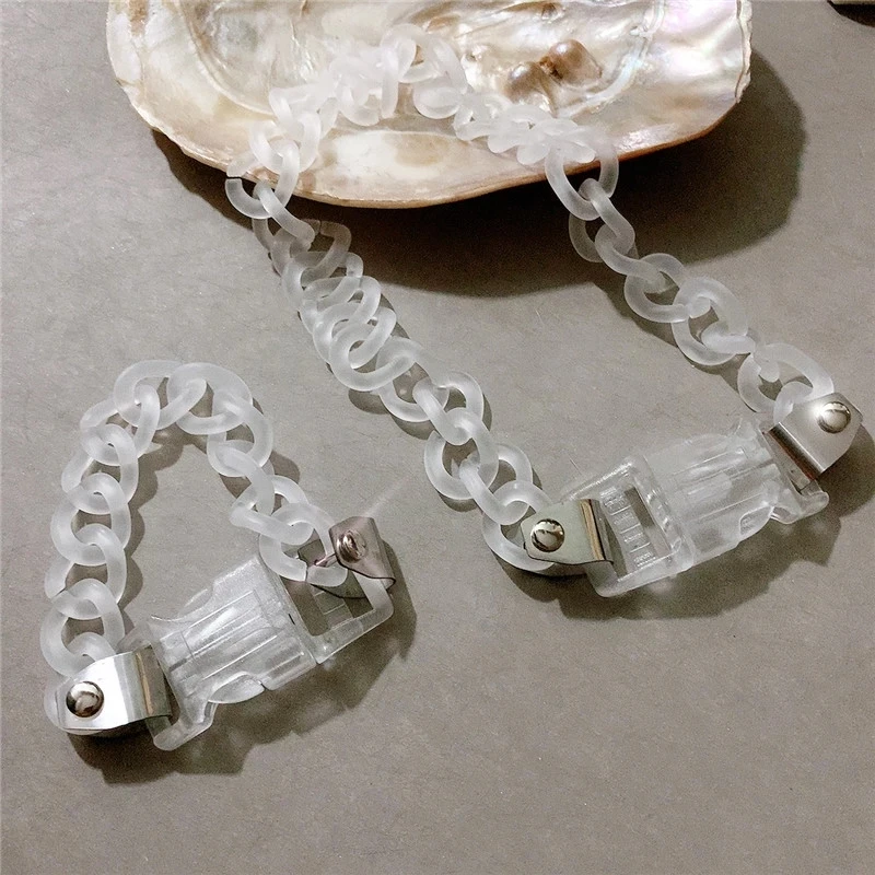 

HANGZHI 2020 New Trendy Hip Hop Punk Transparent Acrylic Resin Width Chain Bracelet For Women/Man Party Punk Jewelry Gifts