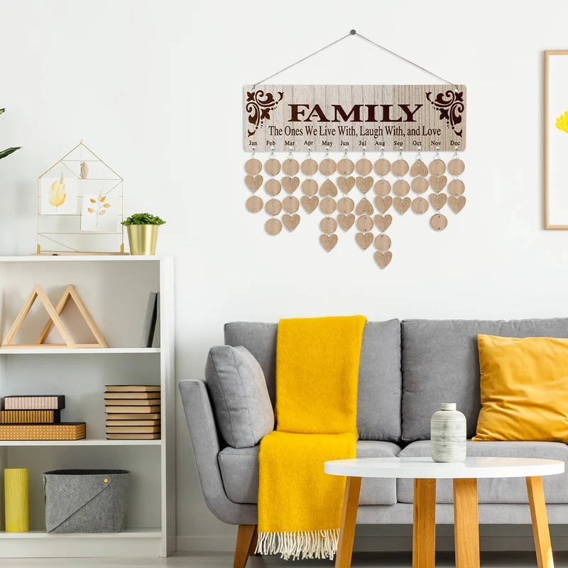 

family Birthday Calendar Board Wooden Birthday Tracker Sign Wall Hanging