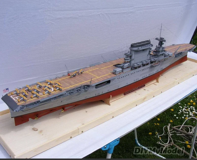 DIYMyModeI-portaaviones de EE. UU., Kit de maqueta de papel artesanal DIY de 1:200, rompecabezas de juguete hechos a mano, utillaje de pel&iacute;cula-0