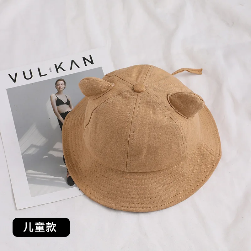 

Bucket Hat Women Cartoon Cat Solid Color Dome Fisherman Cap Parent child Sunshade Leisure Summer Hats For Girls Solid Casual New