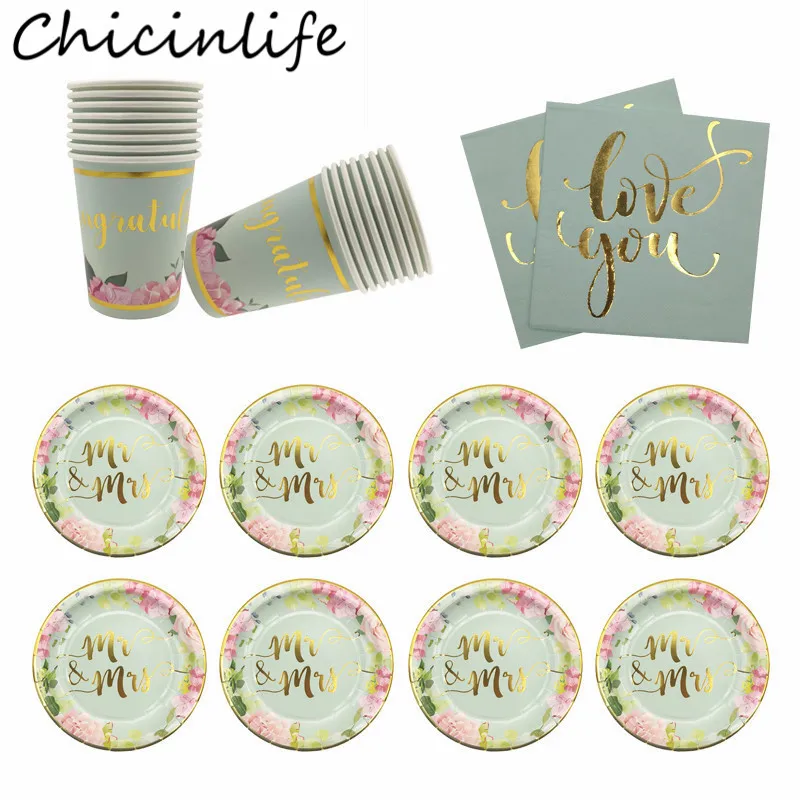 Chicinlife одноразовая посуда для свадебной вечеринки мистер миссис планшетоны с