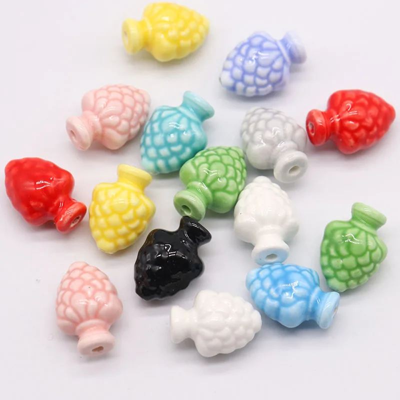 

20pcs/lot Beautiful Ceramic Beads For Jewelry Making Necklace Bracelet 19X13mm Strawberry Shape Porcelain Beads Accessories