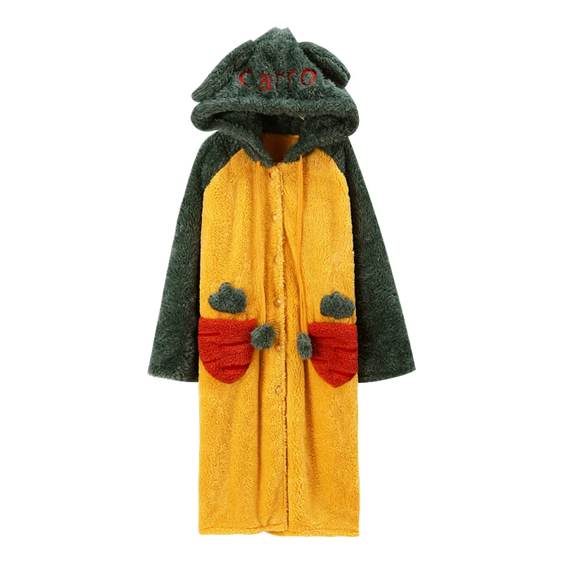 

Women Sleepwear Winter Pajamas Hooded Inspissate Nightgown Plush Nightdress Keep Warm Night-Robe Loose Version Medium Style