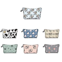 cartoon milk cow series pattern cosmetic storage bag makeup organizers zipper bags portable wash bag travel handbag