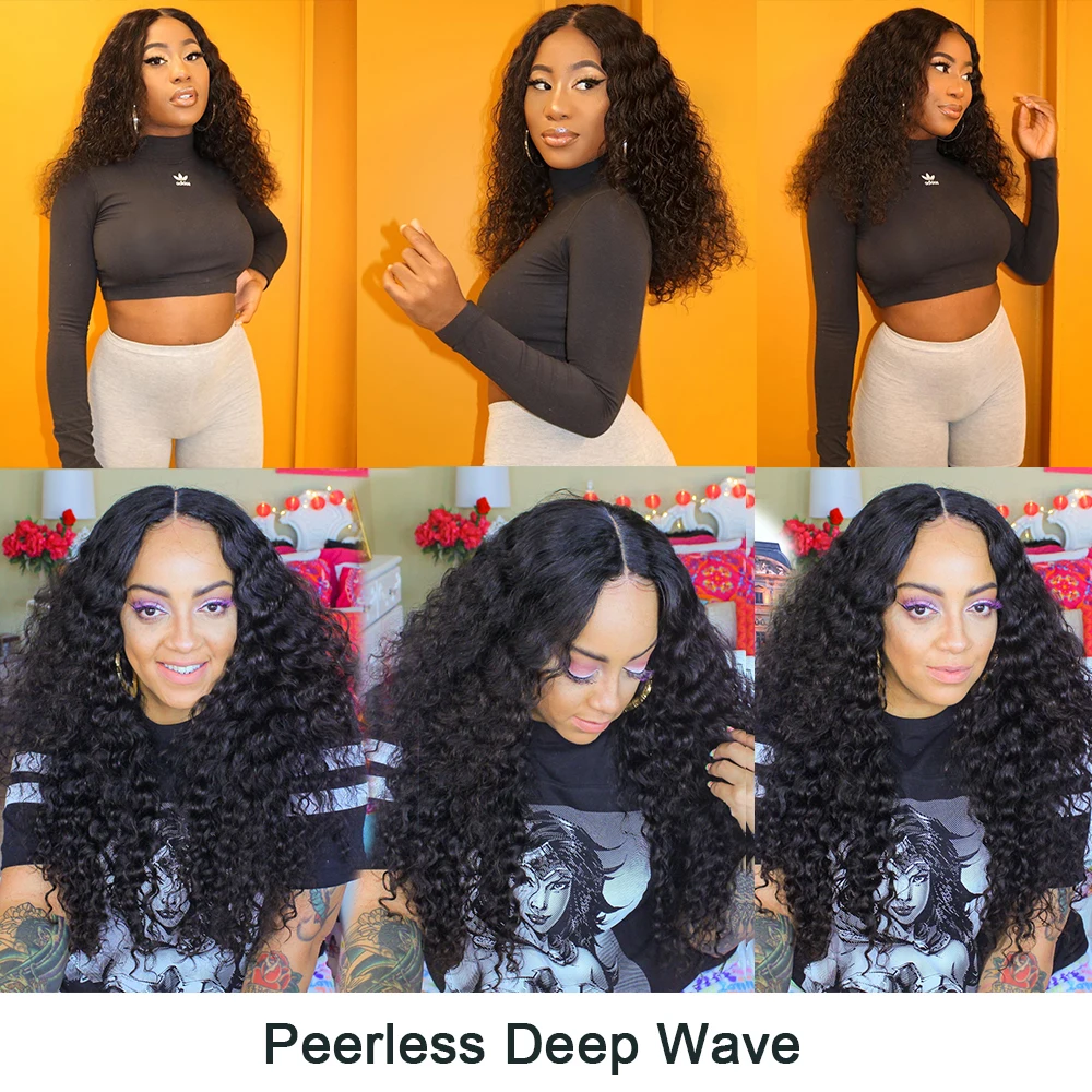 Безpeerless волосы глубокие волнистые предварительно сорванные 13*6 уха до Кружева