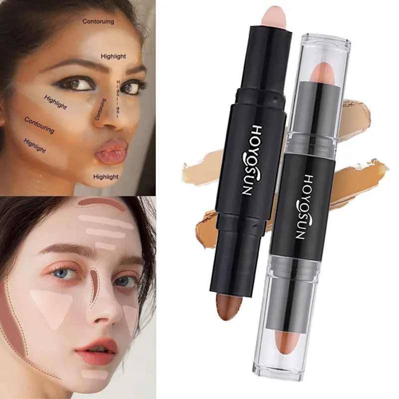 

Double Head 3 Colour Concealer Pen Face Make Up Liquid Waterproof Lasting Brighten Face Contour Repair Bronzer Covering Stick