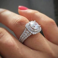brilliant silver color rhinestone crystal ring for women wedding engagement full crystal zircon statement rings jewelry gifts