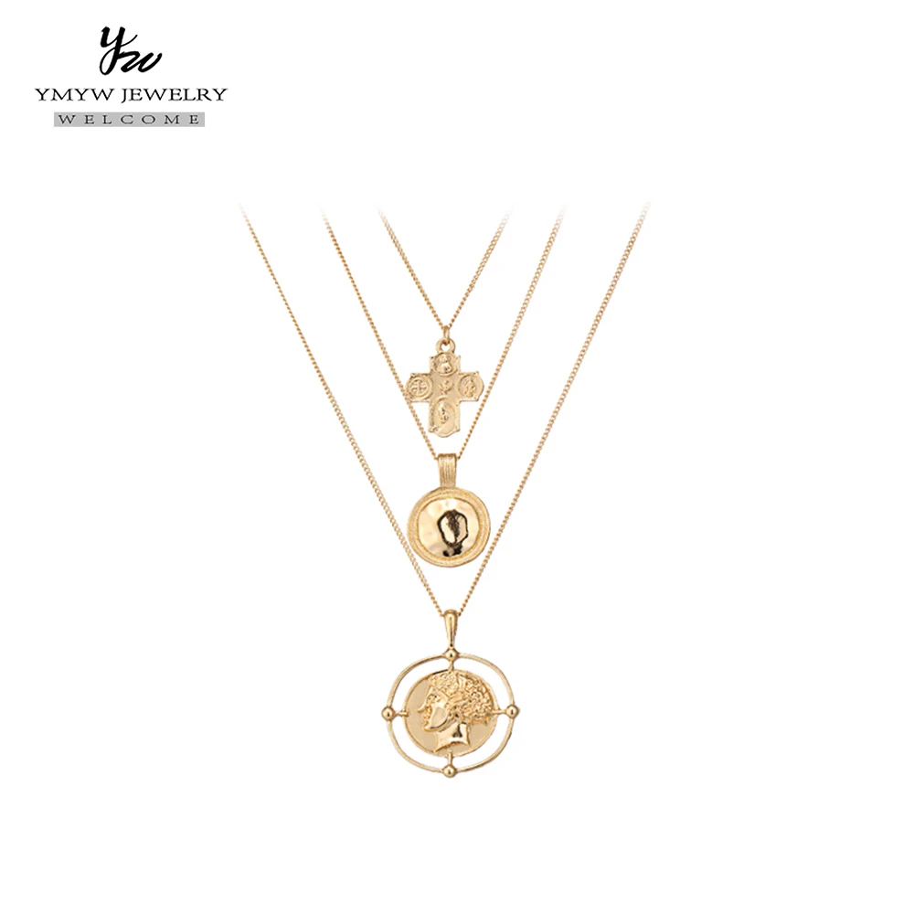 YMYW Стильный Уникальный геометрический крест Медуза многослойное Ожерелье