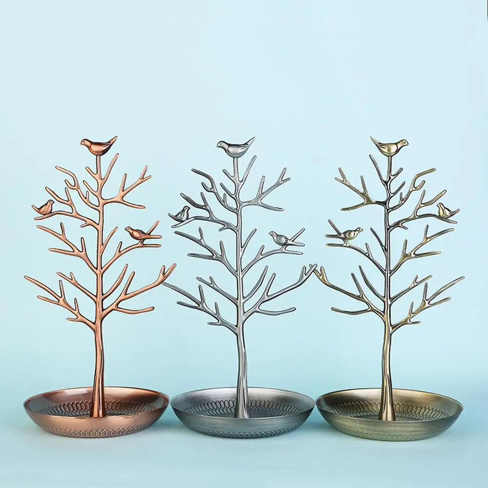 

Hot Sale 5 Colors Alloy Jewelry Bird Tree Display Stand Holder Fashion Organizer Tower For Earring Necklace Ring Bracelet Rack