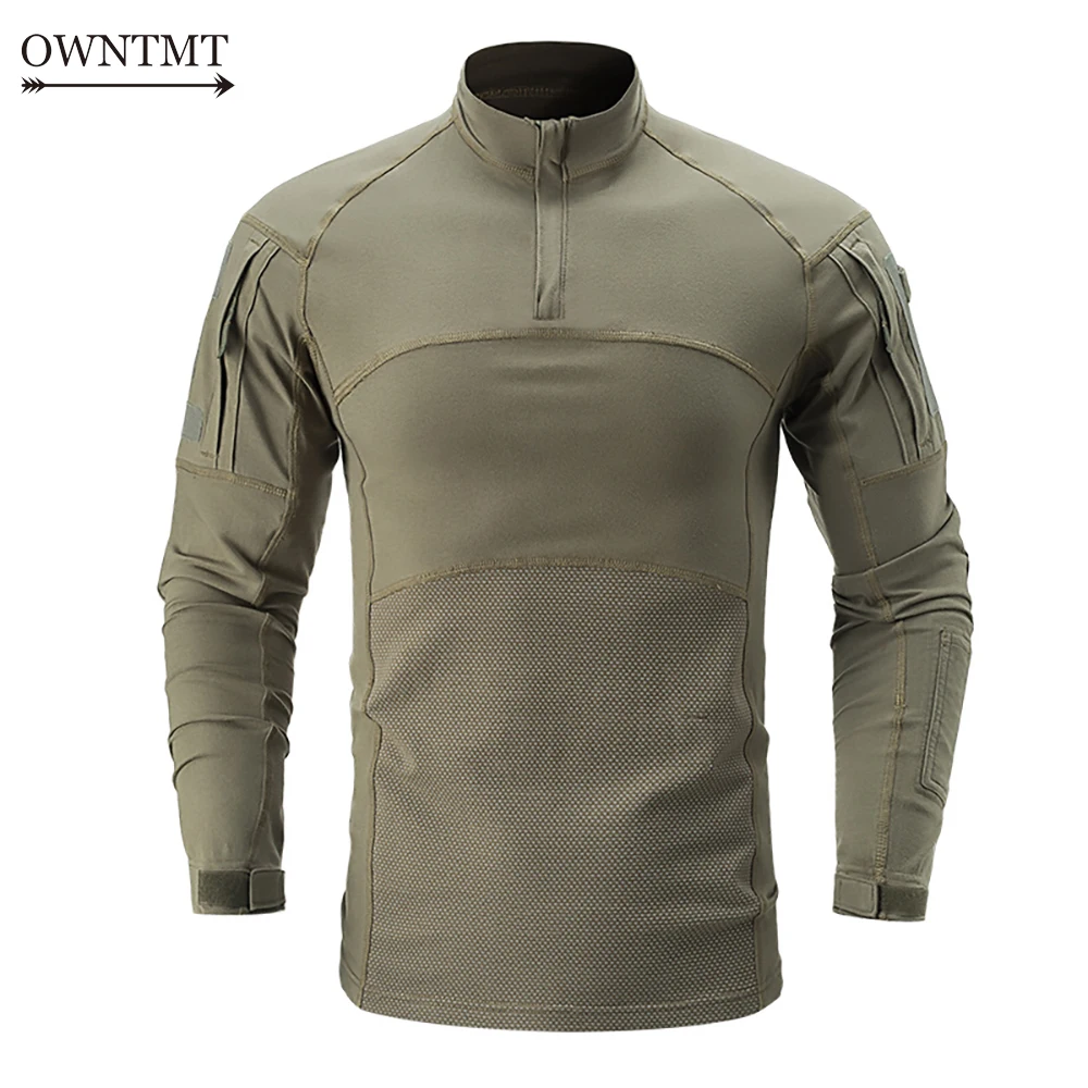 Men Tactical T-shirts Summer Long Sleeve Army Green Elastic Military Combat Navy Airsoft Top Tees Male Clothing | Тематическая