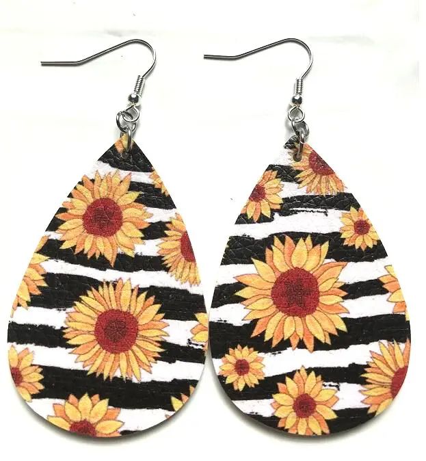 Модные серьги 3 слоя градиентные кожаные висячие в виде капель футбольного типа