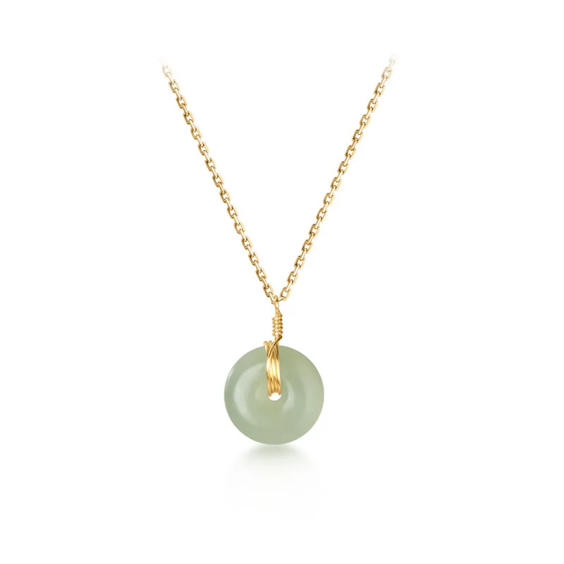 

XMD S925 Sterling Silver Synthetic Green Crystal Round Pendant Necklace for Women Lady Daughter Jewelry Gift