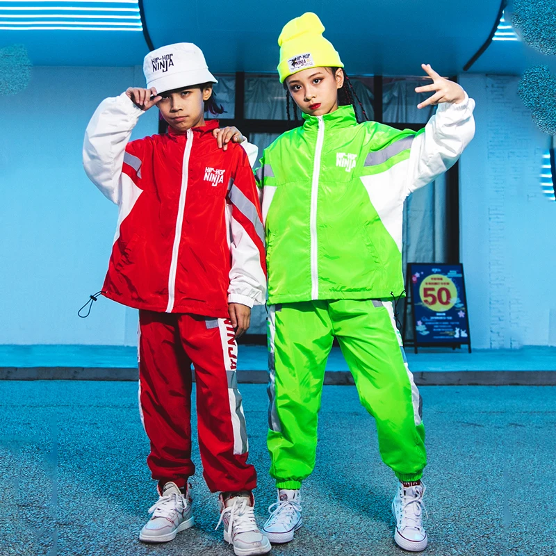 

Hip Hop Dance Costumes Kids New Hiphop Red Suit Jazz Street Dancewear Ballroom Dancing Dress Performance Rave Clothes DQS3686