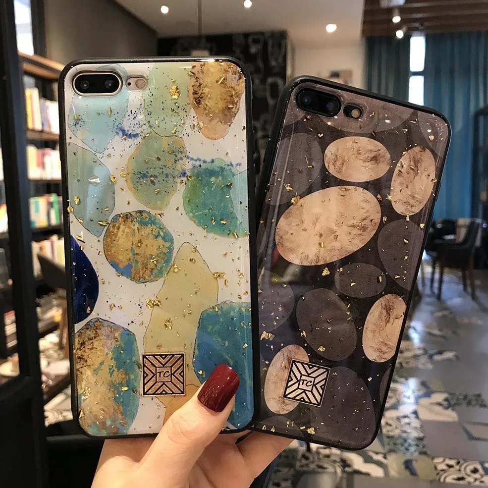 Роскошный блестящий чехол для телефона с золотой фольгой iPhone XS Max XR X мягкий из ТПУ