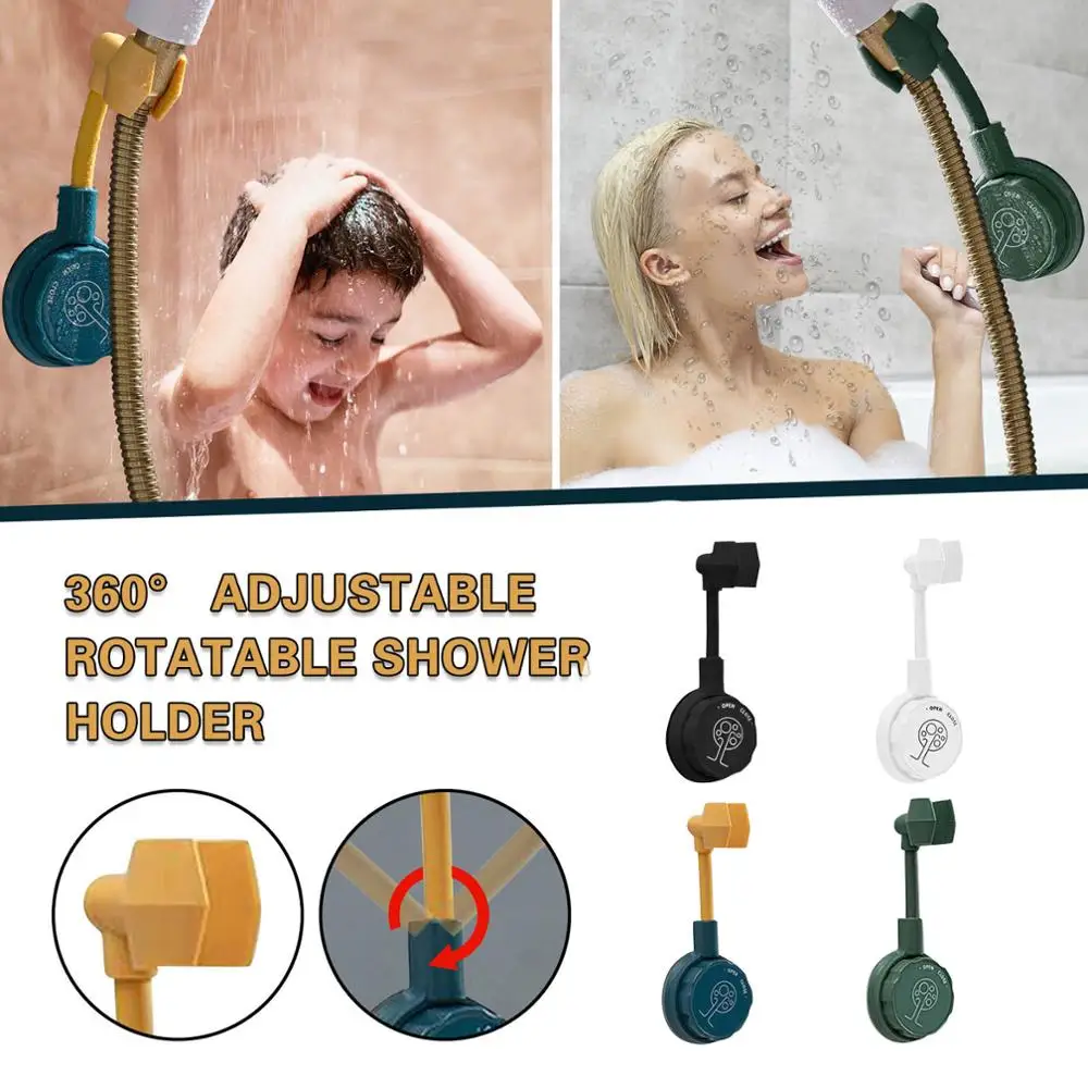

Adjustable Rotatable Shower Head Wall Mount Holder No-Punching Shower Rack D60